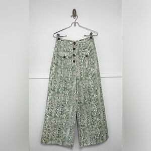 Anthropologie C/Meo Collective Energised Arbor Wide Leg Pants in Ivy Woodgrain